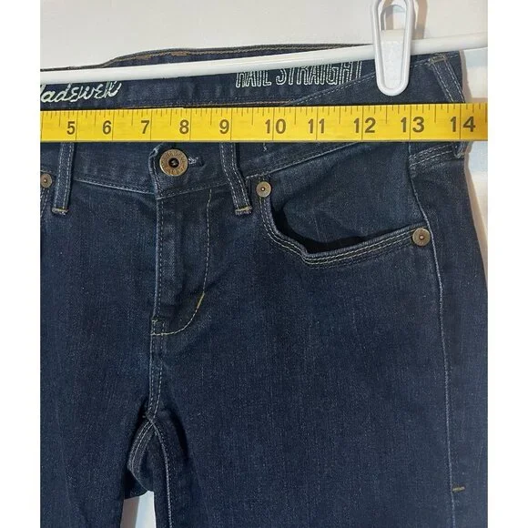 Madewell women’s Blue jeans Size 26 Rail Straight Low Rise Zipper Pockets - Picture 5 of 16